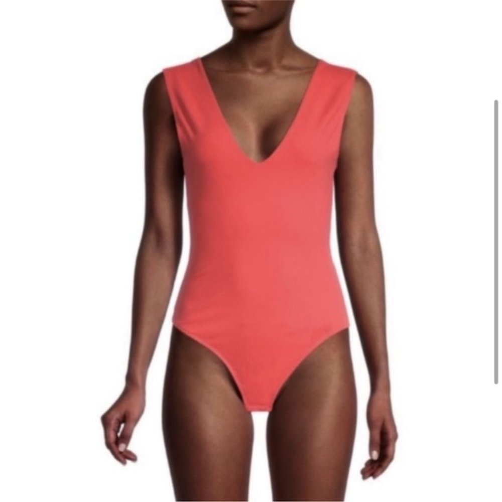Free People Keep it Sleek Bodysuit in Pink Poinsettia - Picture 3 of 4